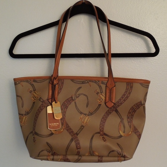 Ralph Lauren Handbags - Ralph Lauren Caldwell Belted Classic Tote Tan/Beig